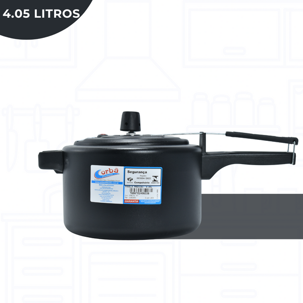 Panela de Pressão Clássica Preto Mt 4,05 Litros – Corbã
