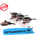 KIT PANELA DE PRESSÃO QATAR CORBÃ  ANTIADERENTE ESTAMPADO VERMELHO COM  TAMPA DE PRESSÃO MULTIFUNCIONAL