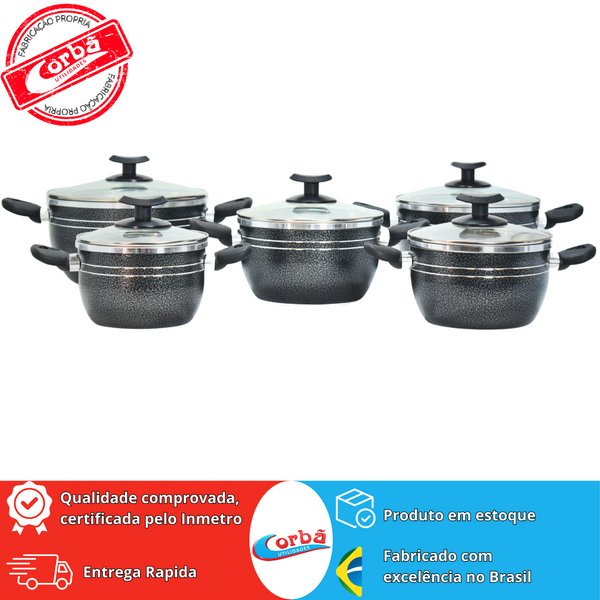 JOGO DE PANELAS QATAR 5PCS  CRAQUEADO