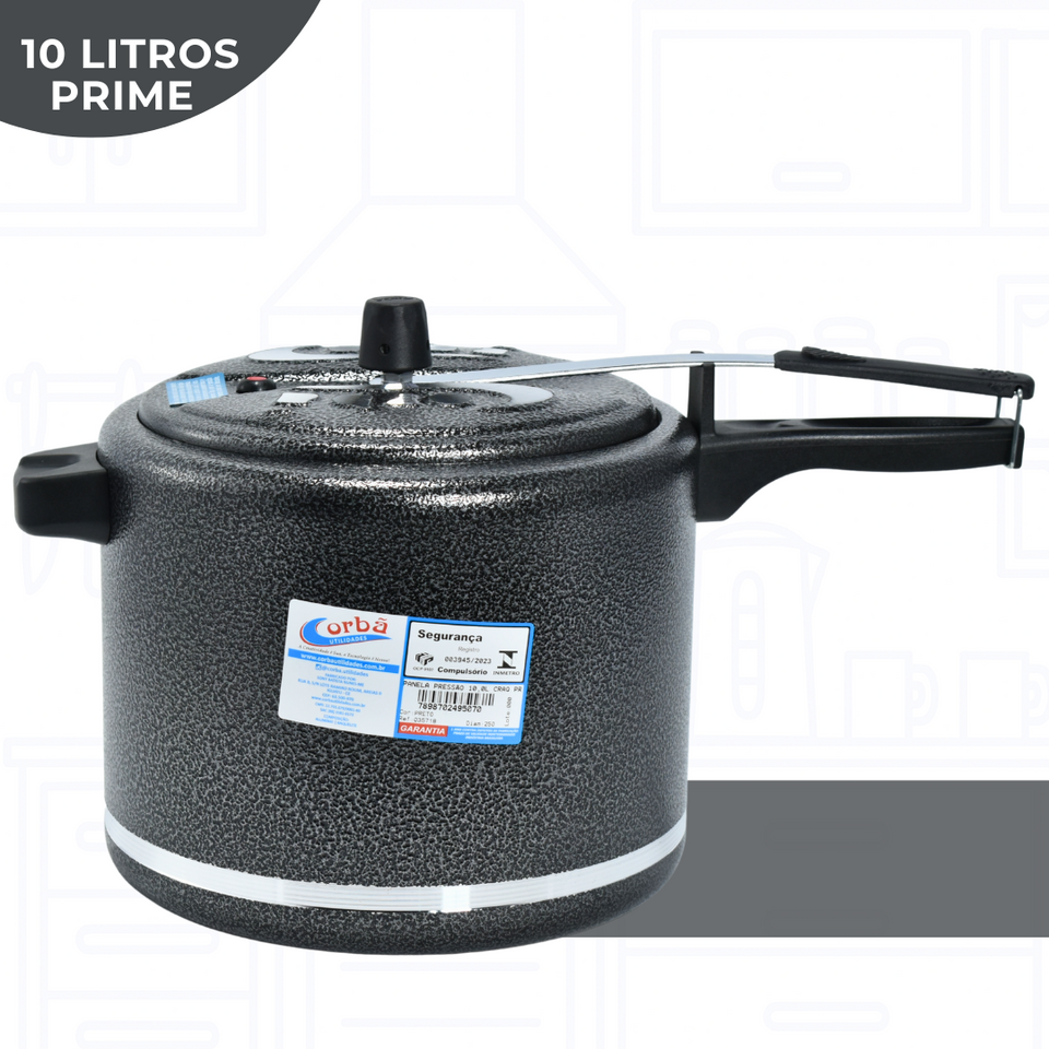 Panela de Pressão Clássica Craqueado Prime 10L – Corbã