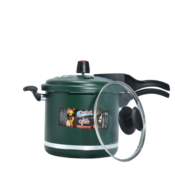 Panela de Pressão Qatar Verde Mt 5.5 Litros com Tampa de Vidro – Corbã