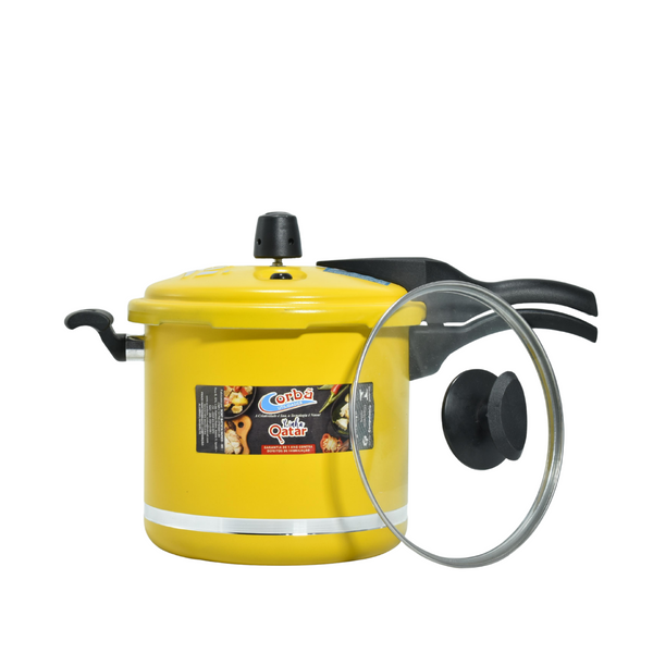 Panela de Pressão Qatar Amarelo MT 5.5 Litros com Tampa de Vidro