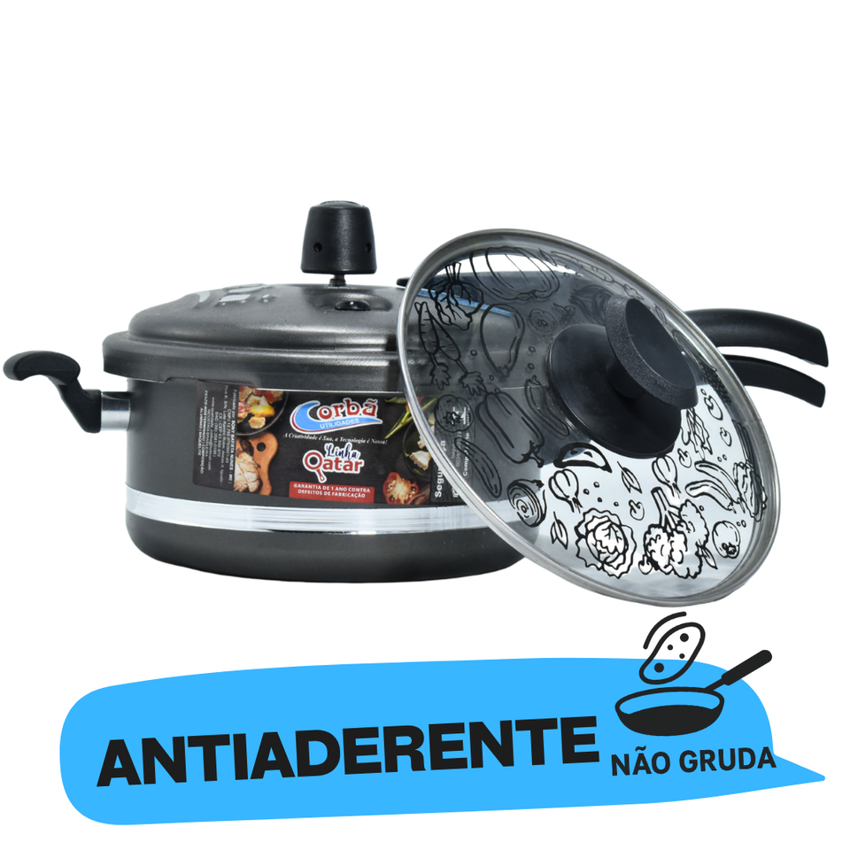 Panela de Pressão Qatar GRAFITE 3 Litros Antiaderente Corbã