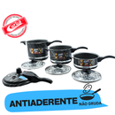 KIT PANELA DE PRESSÃO QATAR CORBÃ  ANTIADERENTE ESTAMPADO GRAFITE COM  TAMPA DE PRESSÃO MULTIFUNCIONAL