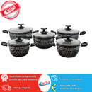 JOGO DE PANELAS 5 PEÇAS QATAR ANTIADERENTE PRETO ESTAMPADO