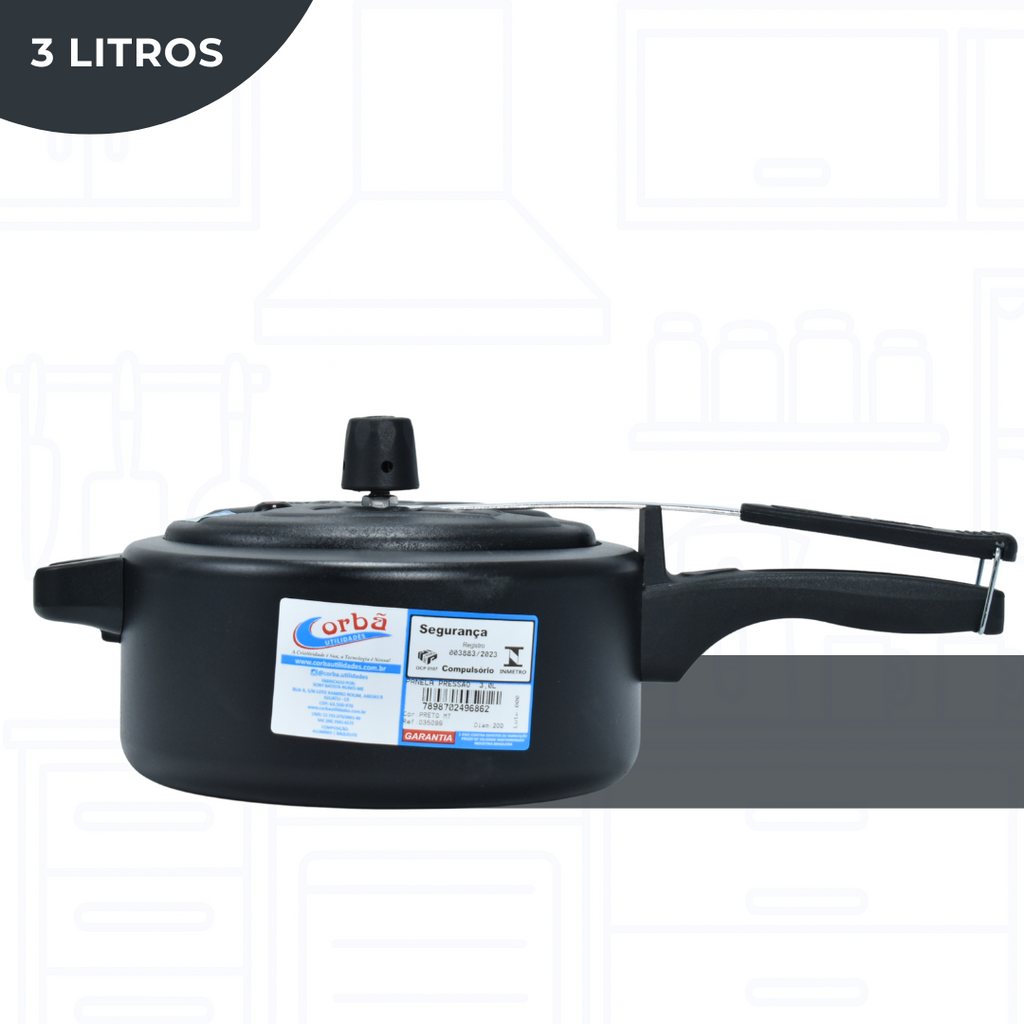Panela de Pressão Preto MT Clássica 3 Litros– Corbã