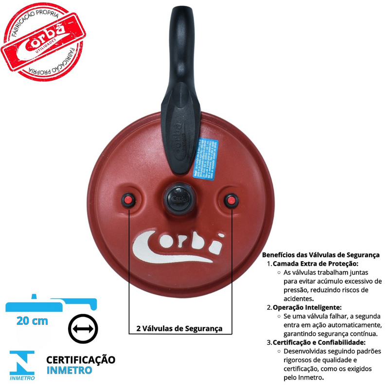 Panela de Pressão Qatar Vermelho 5.5 Litros com Tampa de Vidro – Antiaderente Corbã