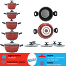 JOGO DE PANELAS 5 PEÇAS QATAR ANTIADERENTE VERMELHO MT