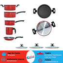 JOGO DE PANELAS COLOR 5PCS ANTIADERENTE VERMELHO MT