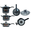 KIT PANELA DE PRESSÃO QATAR CORBÃ  ANTIADERENTE ESTAMPADO GRAFITE COM  TAMPA DE PRESSÃO MULTIFUNCIONAL