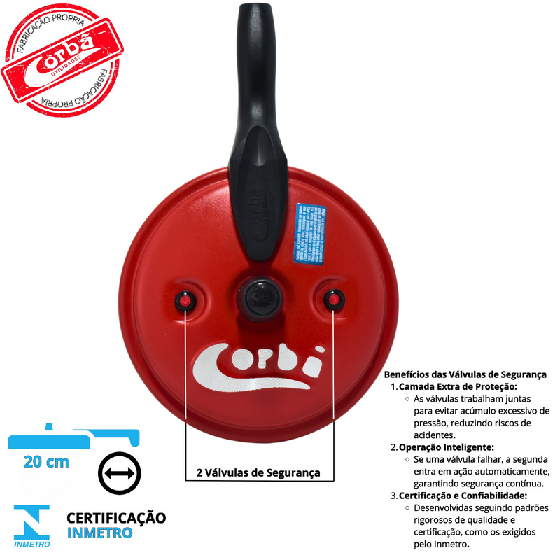Panela de Pressão Qatar Vermelho MT 3 Litros com Tampa de Vidro – Corbã