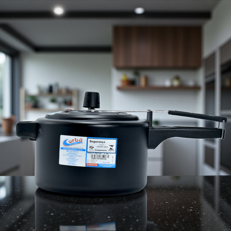 Panela de Pressão Clássica Preto Mt 4,05 Litros – Corbã