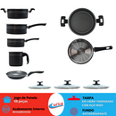 JOGO DE PANELAS COLOR 5PCS ANTIADERENTE PRETO MT