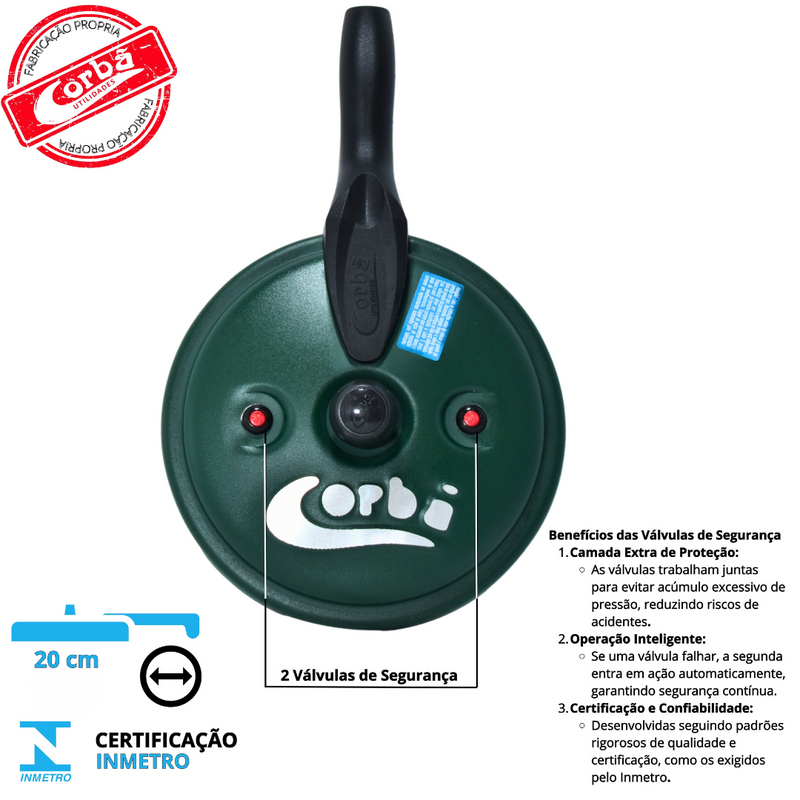 Panela de Pressão Qatar Verde MT 3 Litros com Tampa de Vidro – Corbã