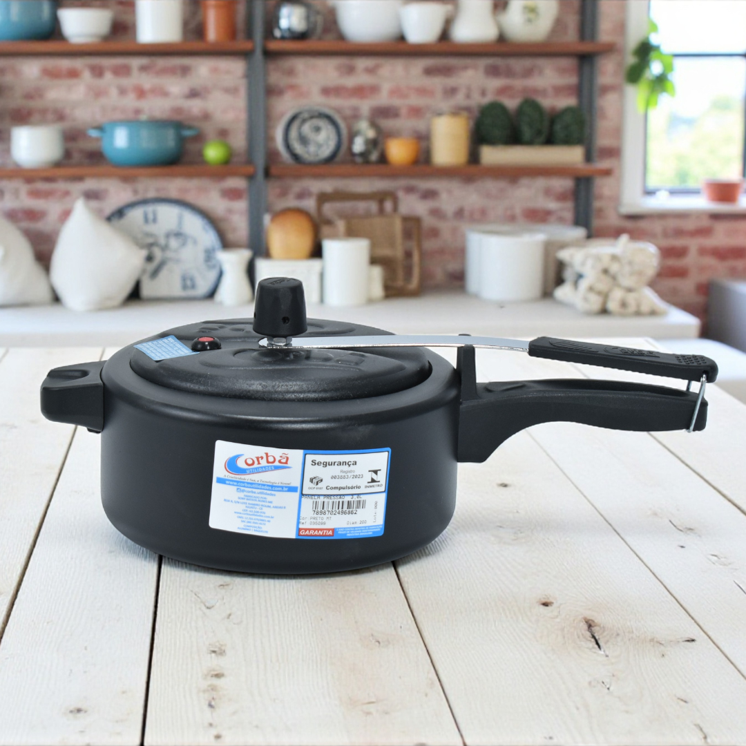 Panela de Pressão Preto MT Clássica 3 Litros– Corbã