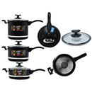 KIT PANELA DE PRESSÃO QATAR CORBÃ PRETO MT COM  TAMPA DE PRESSÃO MULTIFUNCIONAL