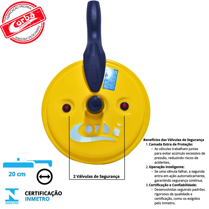 Panela de Pressão Qatar Amarelo MT 5.5 Litros com Tampa de Vidro