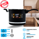 KIT PANELA DE PRESSÃO QATAR CORBÃ PRETO MT COM  TAMPA DE PRESSÃO MULTIFUNCIONAL