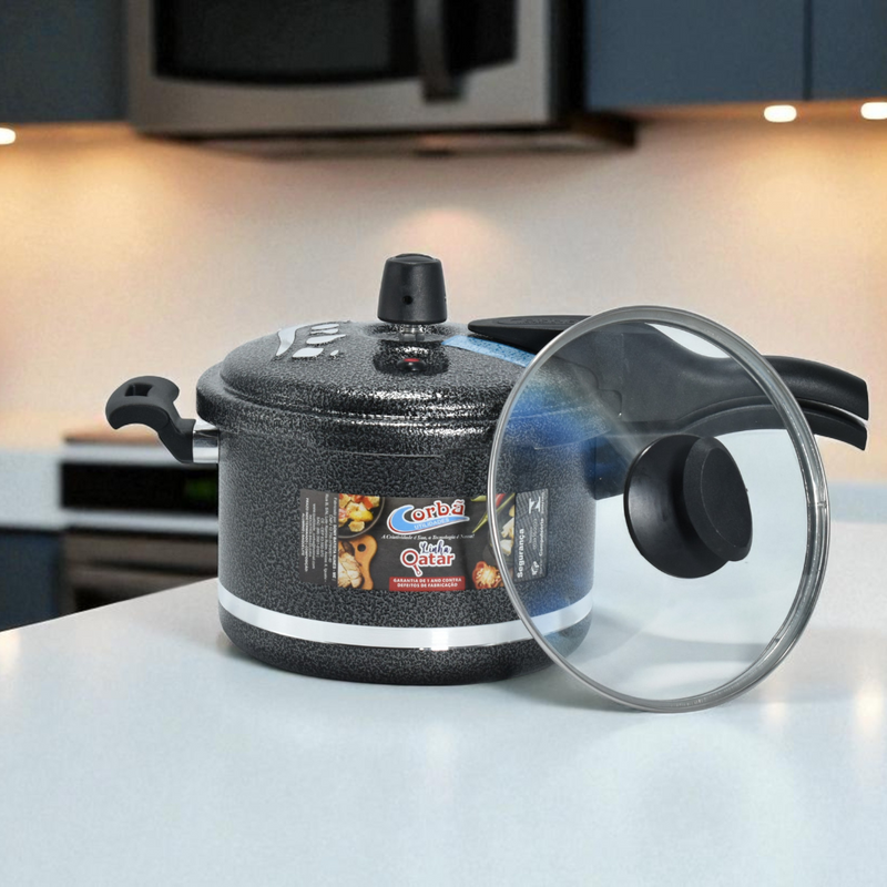 Panela de Pressão Qatar Craqueado 4.5 Litros com Tampa de Vidro – Corbã