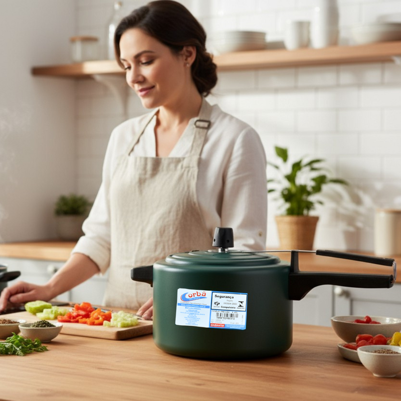 Panela de Pressão Clássica Verde Mt 4,05 Litros – Corbã