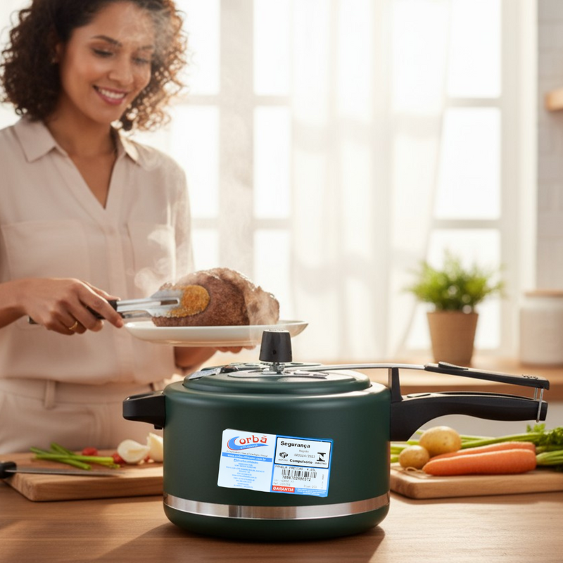 Panela de Pressão Clássica Verde Mt  4,05 Litros Prime – Corbã