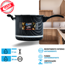 KIT PANELA DE PRESSÃO QATAR CORBÃ  ANTIADERENTE ESTAMPADO GRAFITE COM  TAMPA DE PRESSÃO MULTIFUNCIONAL