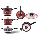 KIT PANELA DE PRESSÃO QATAR CORBÃ  ANTIADERENTE TEFLON VERMELHO COM  TAMPA DE PRESSÃO MULTIFUNCIONAL