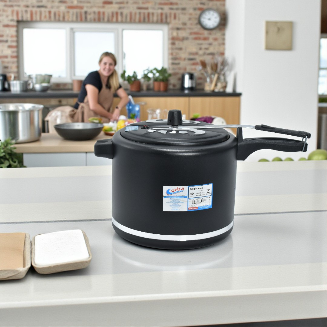 Panela de Pressão Clássica Preto MT Prime 10L – Corbã