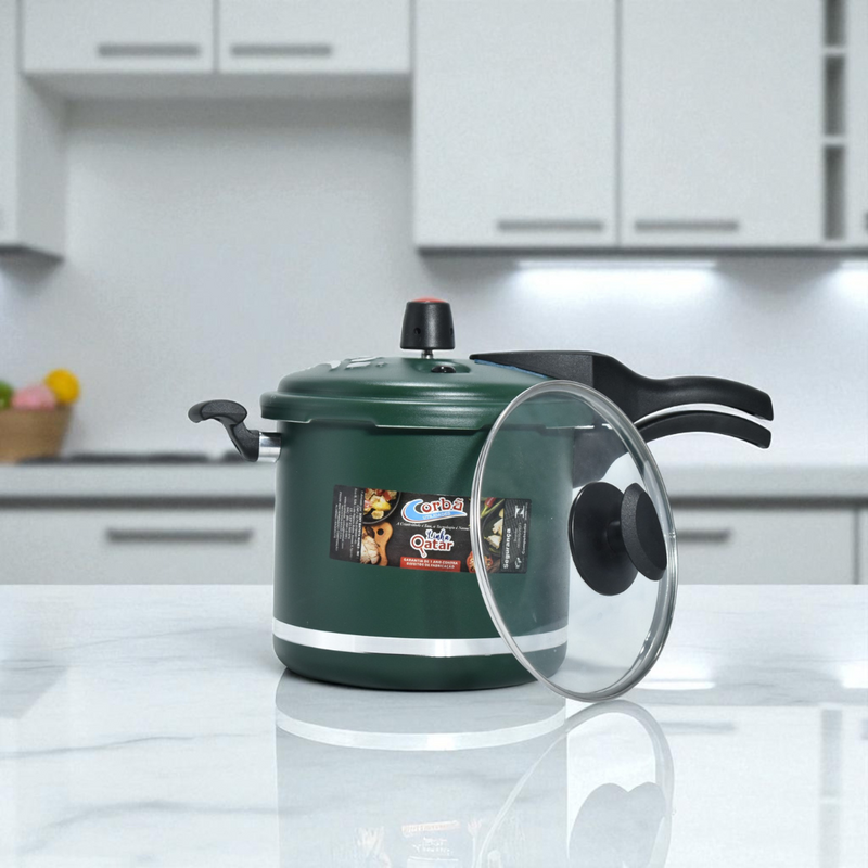 Panela de Pressão Qatar Verde Mt 5.5 Litros com Tampa de Vidro – Corbã