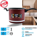 KIT PANELA DE PRESSÃO QATAR CORBÃ  ANTIADERENTE TEFLON VERMELHO COM  TAMPA DE PRESSÃO MULTIFUNCIONAL