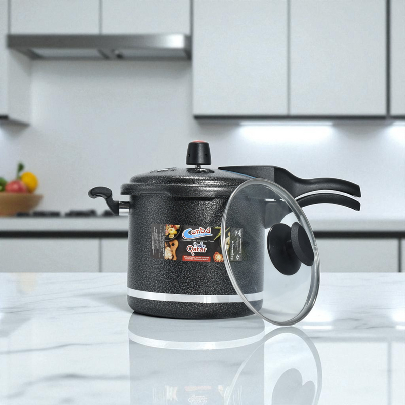 Panela de Pressão Qatar Craqueado 5.5 Litros com Tampa de Vidro – Corbã