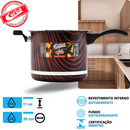 KIT PANELA DE PRESSÃO QATAR CORBÃ  ANTIADERENTE ESTAMPADO VERMELHO COM  TAMPA DE PRESSÃO MULTIFUNCIONAL