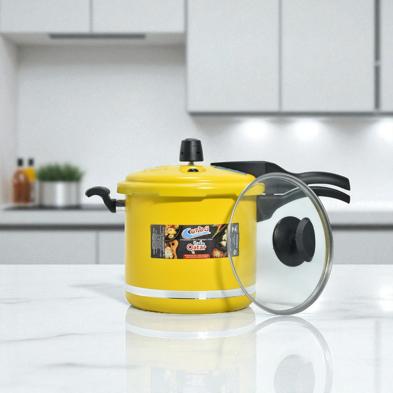 Panela de Pressão Qatar Amarelo MT 5.5 Litros com Tampa de Vidro