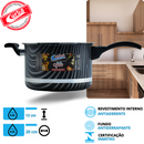 KIT PANELA DE PRESSÃO QATAR CORBÃ  ANTIADERENTE ESTAMPADO GRAFITE COM  TAMPA DE PRESSÃO MULTIFUNCIONAL