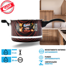 KIT PANELA DE PRESSÃO QATAR CORBÃ  ANTIADERENTE ESTAMPADO VERMELHO COM  TAMPA DE PRESSÃO MULTIFUNCIONAL