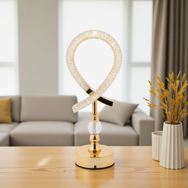 Luminária Abajur Cristal LED Recarregável com 3 Níveis de Luz | Corbã Utilidades