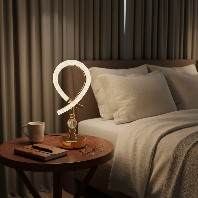 Luminária Abajur Cristal LED Recarregável com 3 Níveis de Luz | Corbã Utilidades