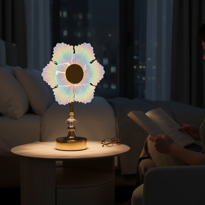 Luminária Abajur Cristal LED Recarregável com 3 Níveis de Luz | Corbã Utilidades