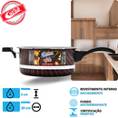 KIT PANELA DE PRESSÃO QATAR CORBÃ  ANTIADERENTE ESTAMPADO VERMELHO COM  TAMPA DE PRESSÃO MULTIFUNCIONAL