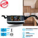 KIT PANELA DE PRESSÃO QATAR CORBÃ  ANTIADERENTE ESTAMPADO GRAFITE COM  TAMPA DE PRESSÃO MULTIFUNCIONAL