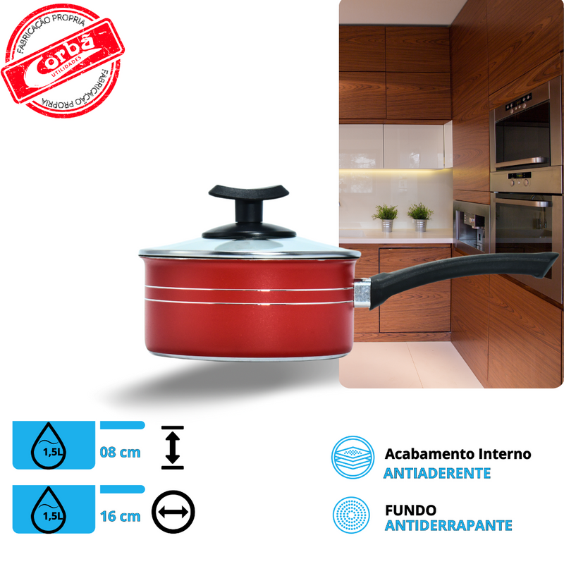 JOGO DE PANELAS COLOR 5PCS ANTIADERENTE VERMELHO MT