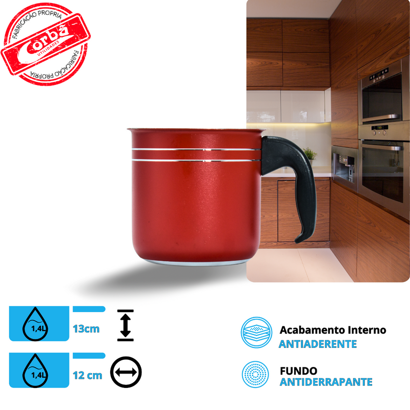 JOGO DE PANELAS COLOR 5PCS ANTIADERENTE VERMELHO MT