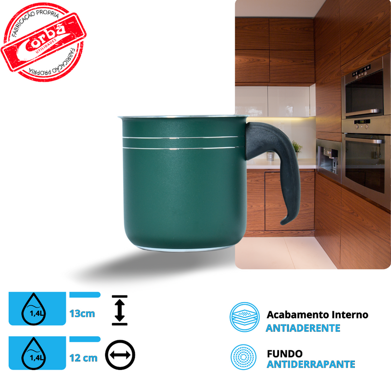 JOGO DE PANELAS  COLOR 5PCS ANTIADERENTE VERDE MT