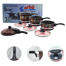 KIT PANELA DE PRESSÃO QATAR CORBÃ  ANTIADERENTE ESTAMPADO VERMELHO COM  TAMPA DE PRESSÃO MULTIFUNCIONAL