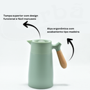 Garrafa Térmica com Alça de Madeira 1600ML | Corbã Utilidades