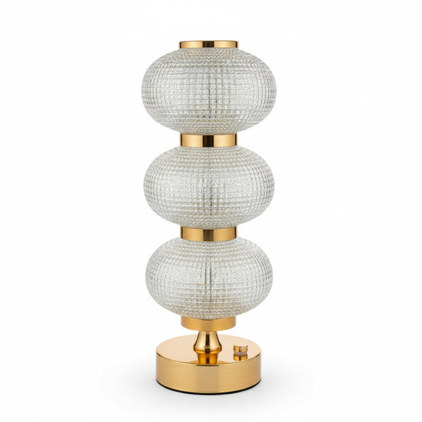 Luminária Abajur Cristal LED Recarregável com 3 Níveis de Luz | Corbã Utilidades