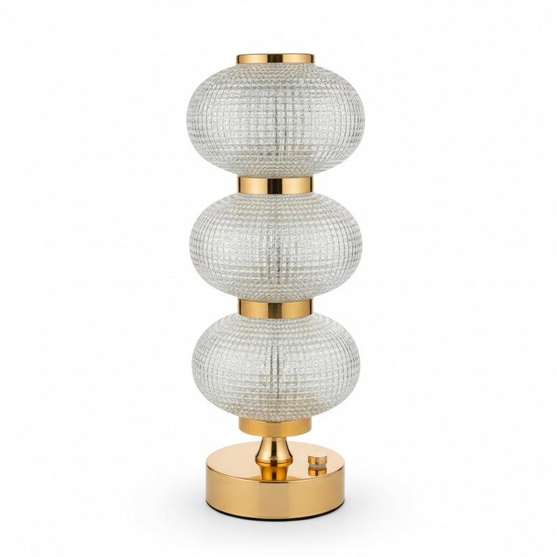 Luminária Abajur Cristal LED Recarregável com 3 Níveis de Luz | Corbã Utilidades