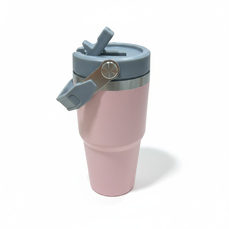 Copo Térmico Premium com Tampa Flip e Alça Metálica 600ml  | Corbã Utilidades