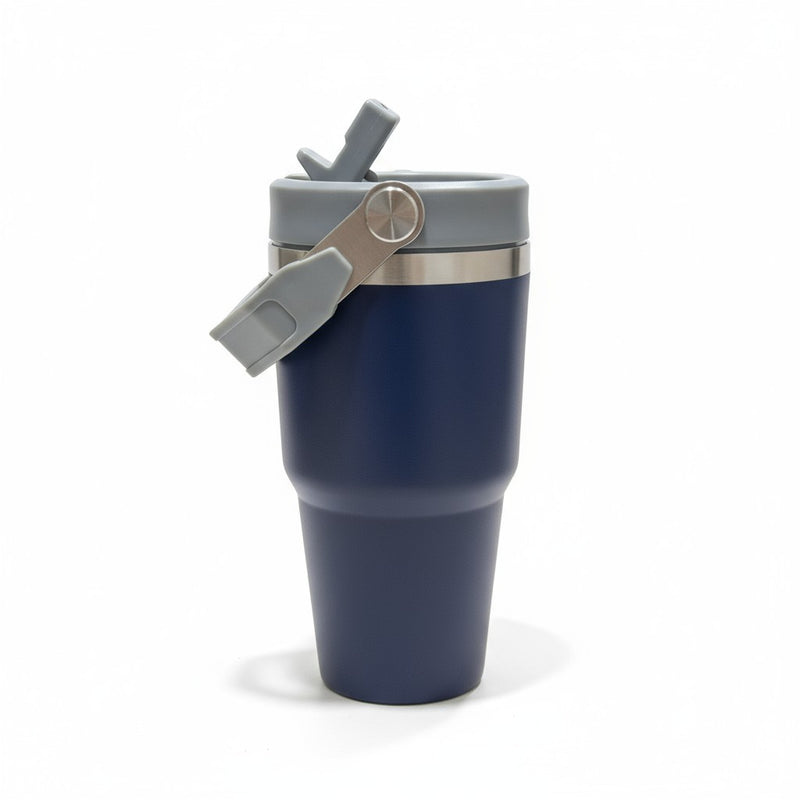 Copo Térmico Premium com Tampa Flip e Alça Metálica 600ml  | Corbã Utilidades