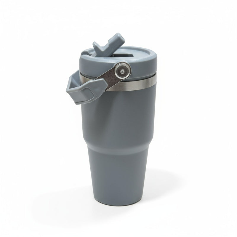 Copo Térmico Premium com Tampa Flip e Alça Metálica 600ml  | Corbã Utilidades